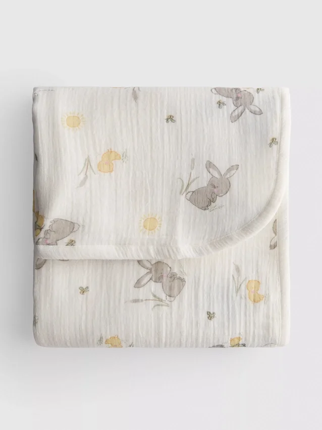 Animal graphic muslin baby blanket