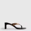 Animal pattern toe post heeled mules