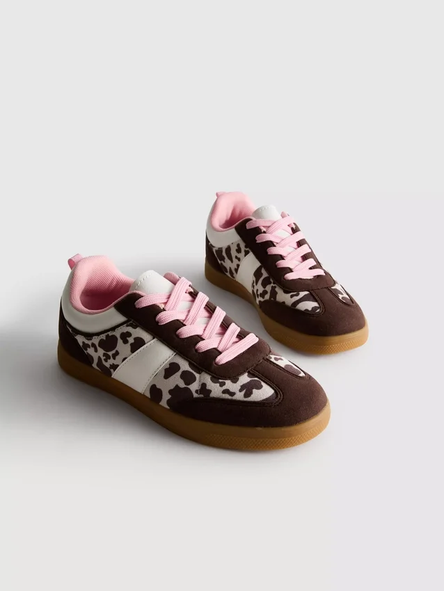 Animal-print gum-sole sneakers