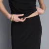Asymmetric jersey midi skirt