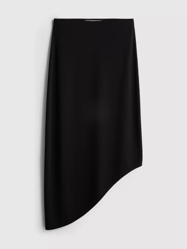 Asymmetric jersey midi skirt