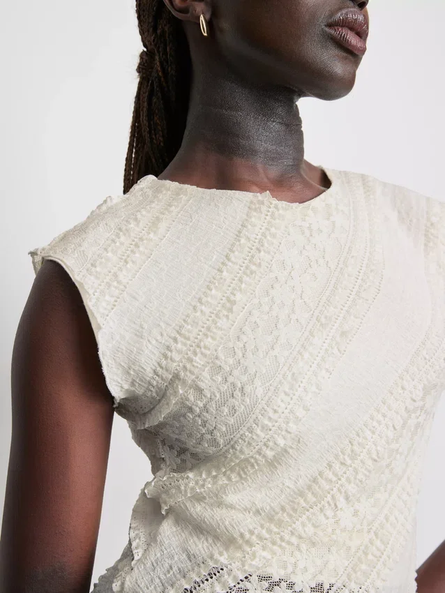 Asymmetrical lace tank top