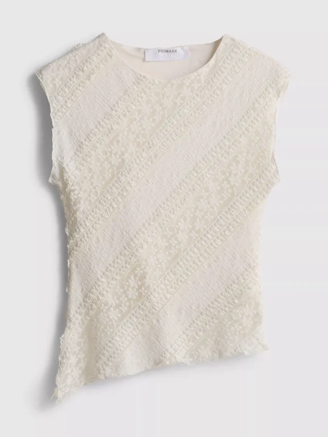 Asymmetrical lace tank top
