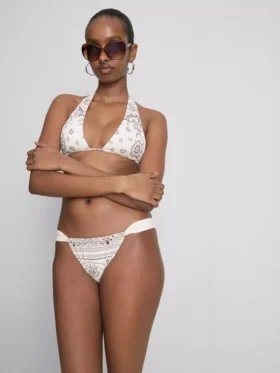 Bandana-print halter-neck bikini top