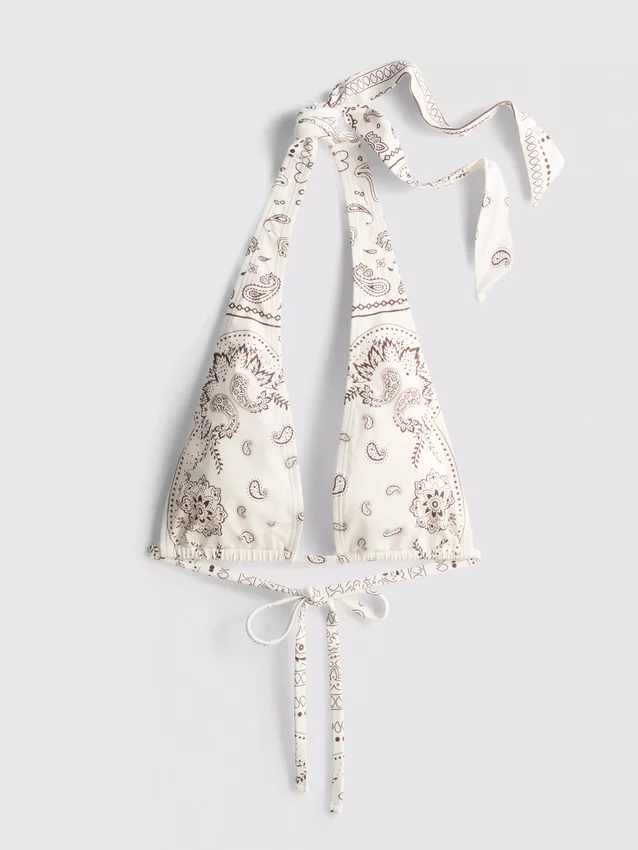 Bandana-print halter-neck bikini top