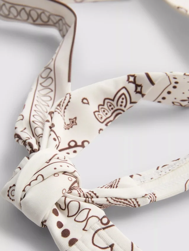 Bandana-print halter-neck bikini top