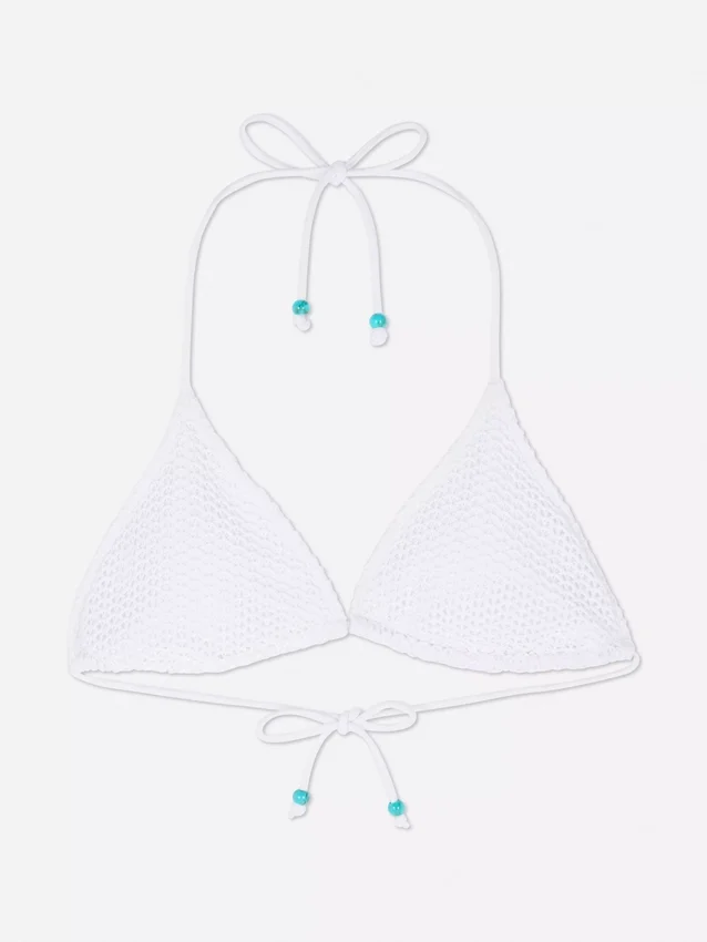Bead detail crochet bikini top
