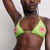 Beaded flower triangle bikini top