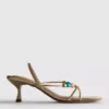 Beaded kitten-heel sandals