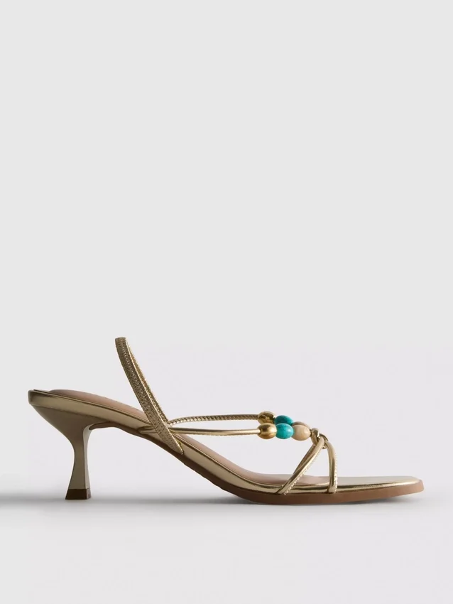 Beaded kitten-heel sandals