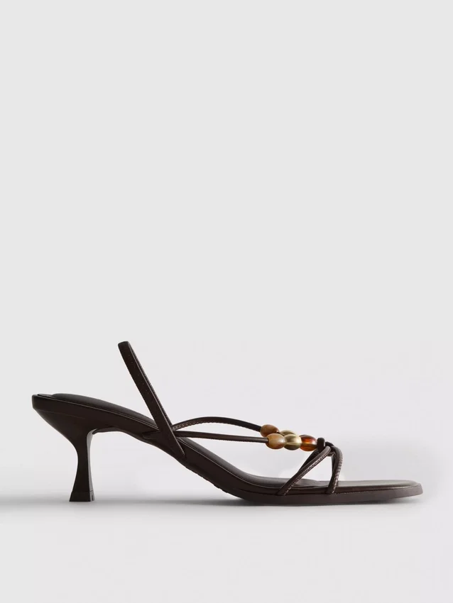 Beaded kitten-heel sandals