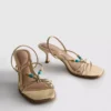 Beaded kitten-heel sandals