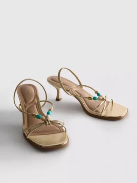 Beaded kitten-heel sandals