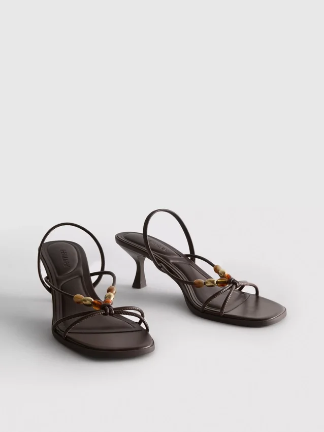 Beaded kitten-heel sandals