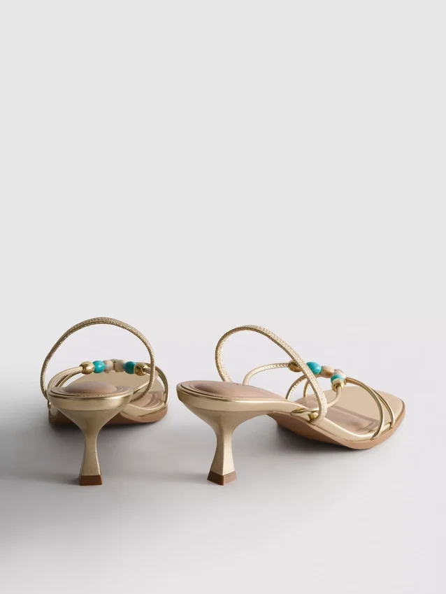 Beaded kitten-heel sandals