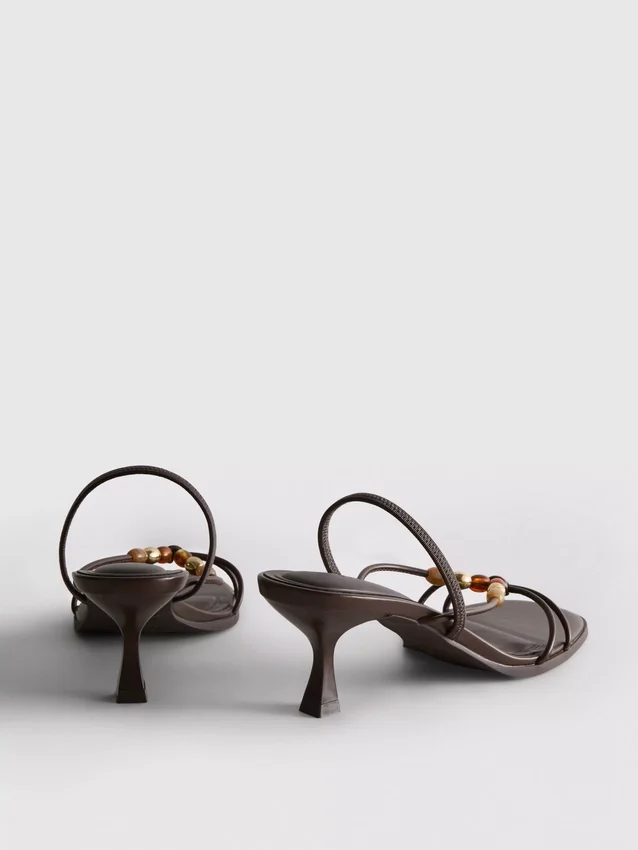 Beaded kitten-heel sandals