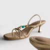 Beaded kitten-heel sandals