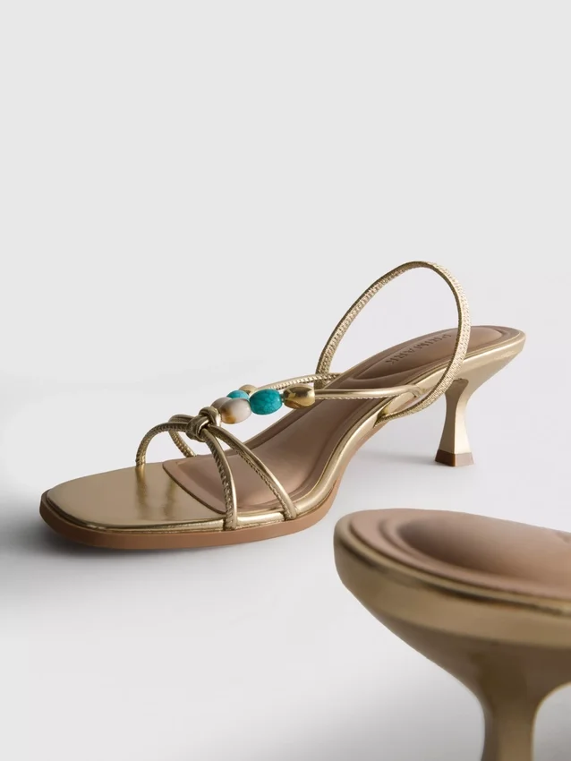 Beaded kitten-heel sandals