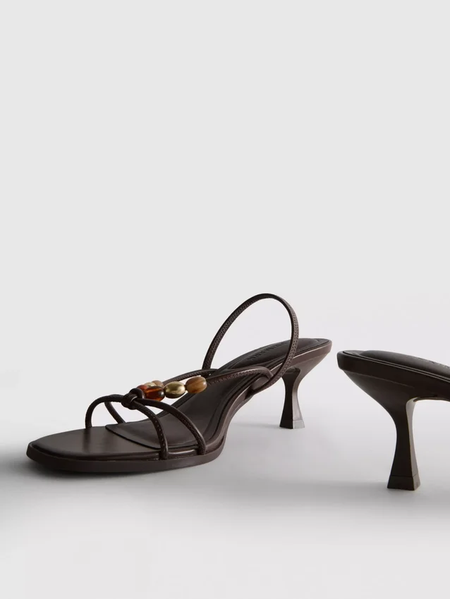 Beaded kitten-heel sandals