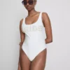 Beaded pearl bride swimsuit