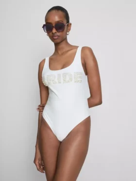 Beaded pearl bride swimsuit