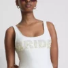 Beaded pearl bride swimsuit