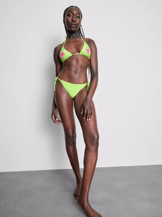 Beaded side-tie bikini bottoms