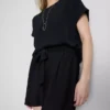 Belted pull-on shorts