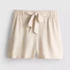 Belted pull-on shorts