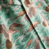 Bird-print short-sleeve button-down shirt