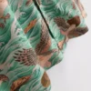 Bird-print short-sleeve button-down shirt