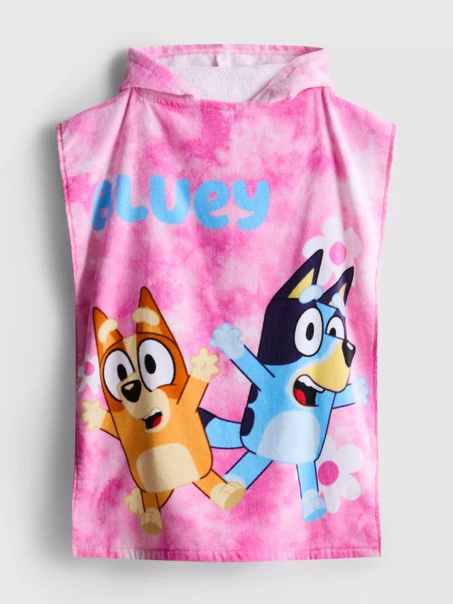 Bluey hooded terry cloth poncho