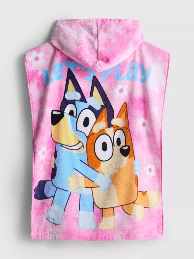 Bluey hooded terry cloth poncho