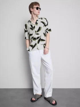 Botanical short-sleeve button-up shirt
