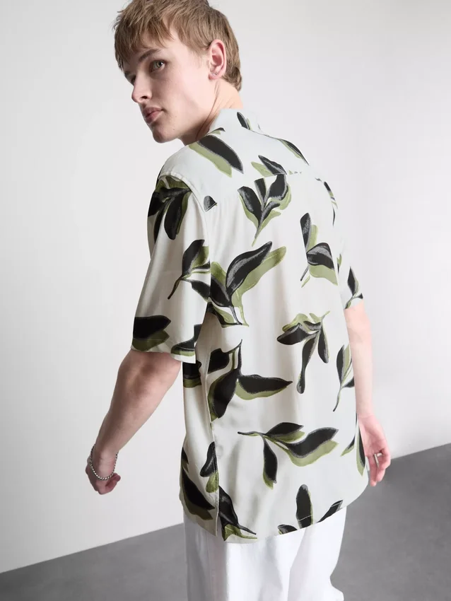 Botanical short-sleeve button-up shirt