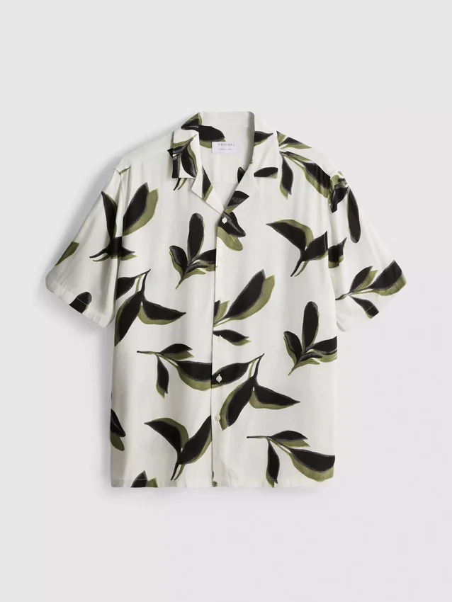 Botanical short-sleeve button-up shirt