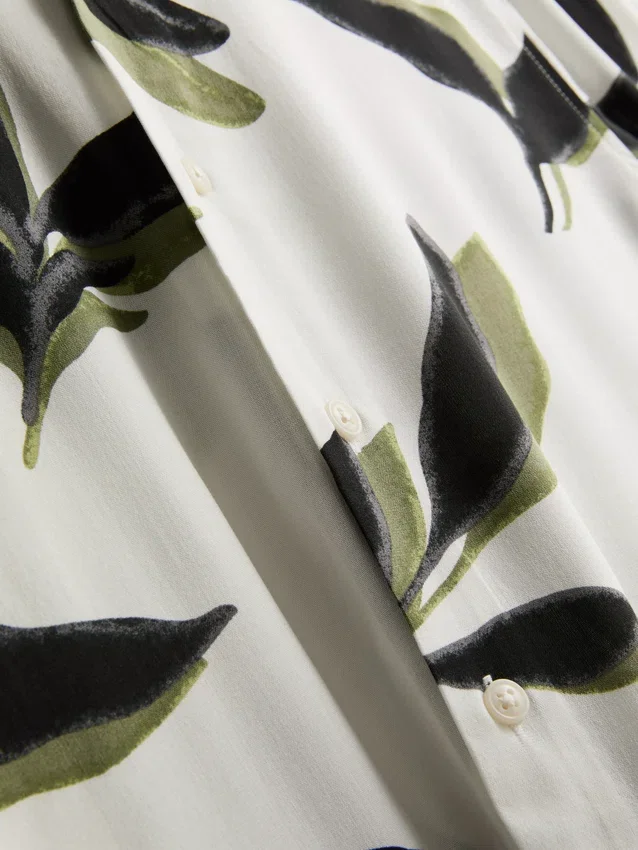 Botanical short-sleeve button-up shirt