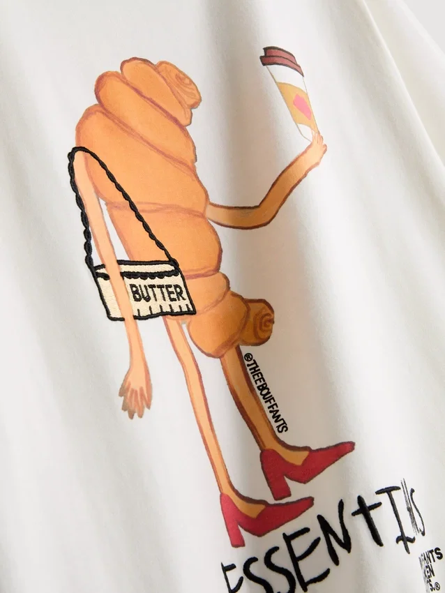 Bouffants and broken hearts cotton croissant t-shirt