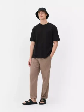 Bound-neck relaxed-fit cotton t-shirt