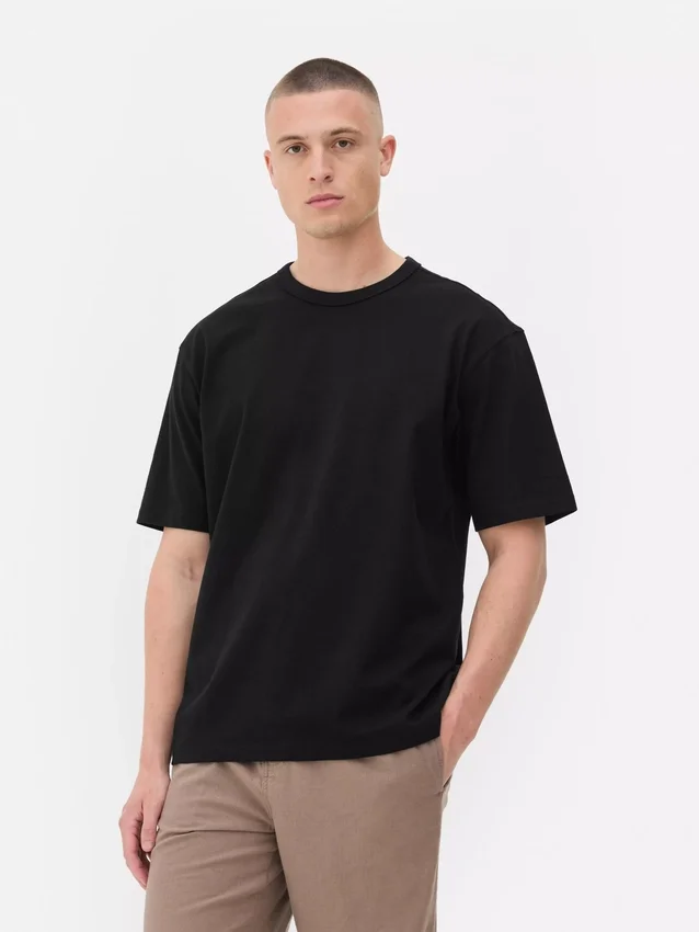 Bound-neck relaxed-fit cotton t-shirt