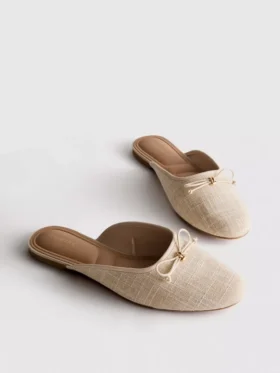 Bow detail ballerina mule sandals