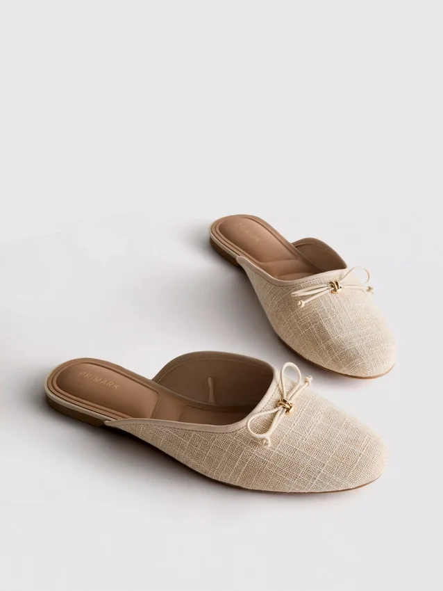 Bow detail ballerina mule sandals