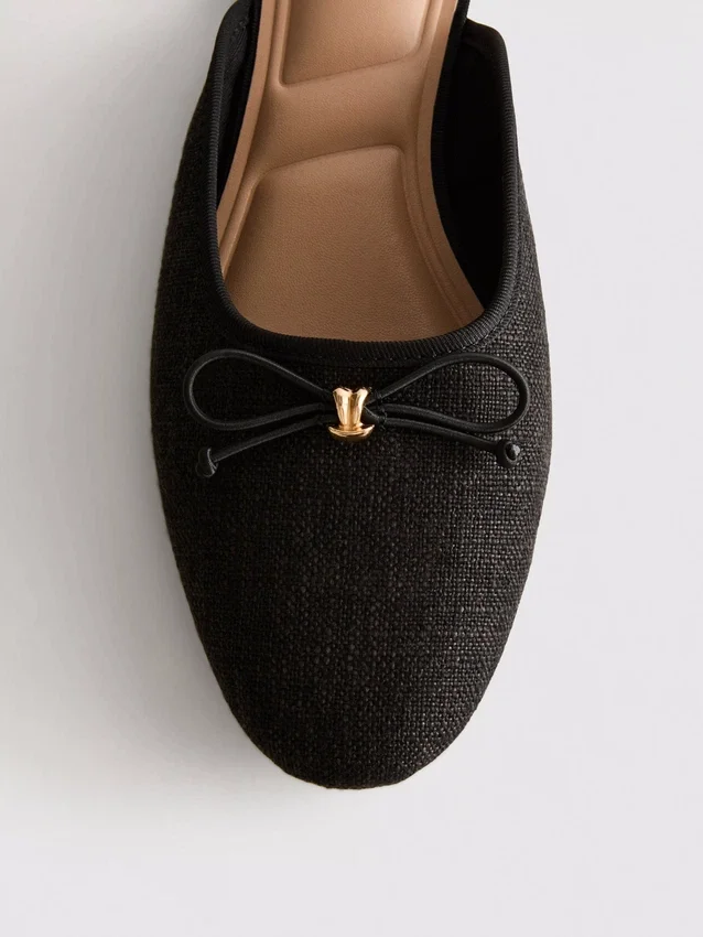 Bow detail ballerina mule sandals