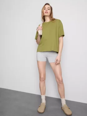Boxy crew neck cotton tee