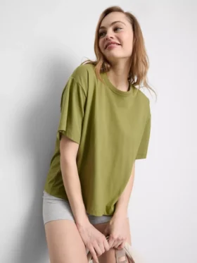 Boxy crew neck cotton tee