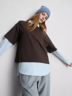 Boxy crew neck cotton tee