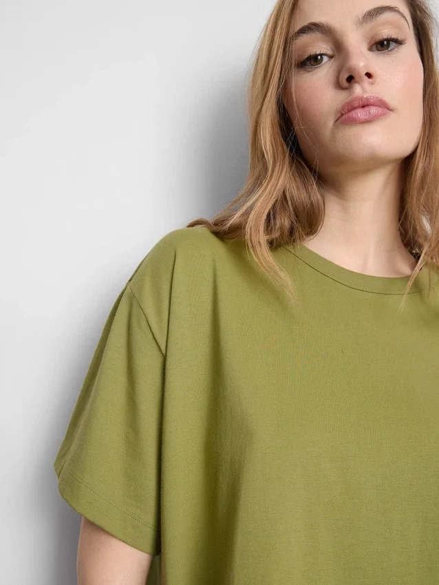 Boxy crew neck cotton tee