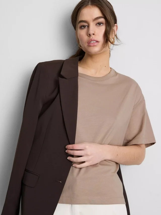 Boxy crew neck cotton tee