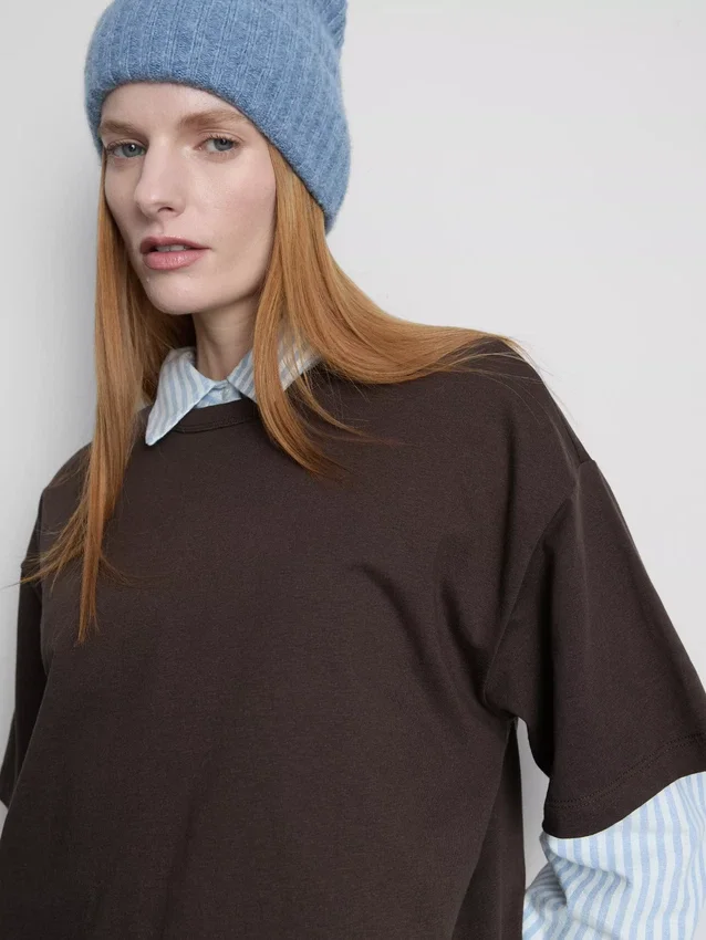 Boxy crew neck cotton tee