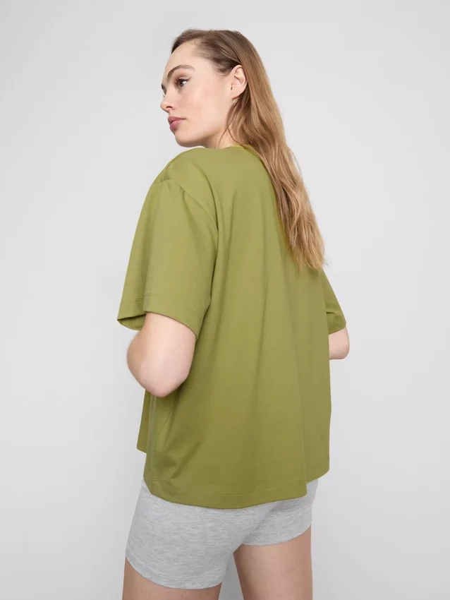 Boxy crew neck cotton tee